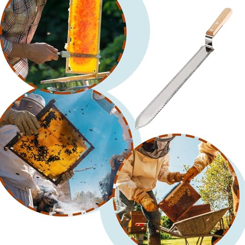 Uncapping Beekeeping Cutter – Stainless Steel Serrated Blade, Honey Bee Cutter, Hive Hand Tool | Beekeeper Equipment for Easy Honey Extraction, Durable Uncapping Tool for Frames, Wax Removal - color: Double sided