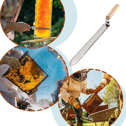 Uncapping Beekeeping Cutter – Stainless Steel Serrated Blade, Honey Bee Cutter, Hive Hand Tool | Beekeeper Equipment for Easy Honey Extraction, Durable Uncapping Tool for Frames, Wax Removal - color: Double sided