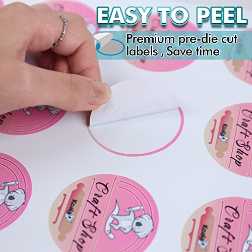 Koala Round Labels 2 Inch, Matte Waterproof Printable Circle Stickers for Inkjet and Laser Printer, 240 Circle Labels for Brand Logo, Bottle, Jar
