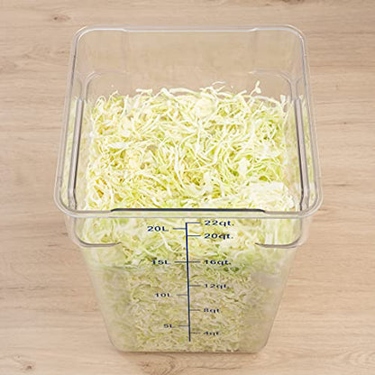 Restaurantware Met Lux 22 Quart Brine Buckets 10 Square Marinating Containers - With Volume Markers Built-In Handles Clear And Blue Plastic Dough Rising Buckets Freezer-Safe Lids Sold Separately - size: 22 Quarts, style: 10 Count