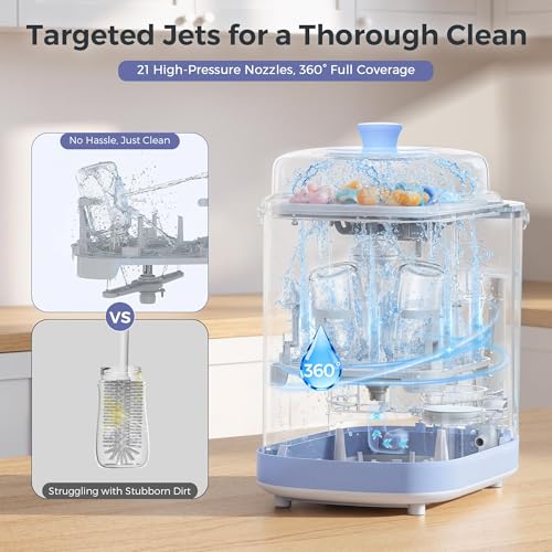 MOMFANN EasePure Pro Baby Bottle Washer, Upgraded 4-in-1 Bottle Washer and Sterilizer and Dryer, Deep Clean for Bottles, Pump Parts & Baby Essentials, Time-Saving Effortless Baby Care - size: Standard
