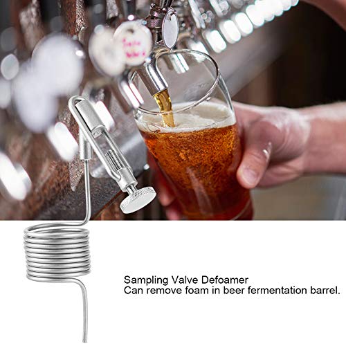 304 Stainless Steel Sampling Coil Defoamer,Silver Beer Brewing Sampling Valve Coil Defrother Homebrew Fermenter Accessory Practical Beer Brewing Equipment