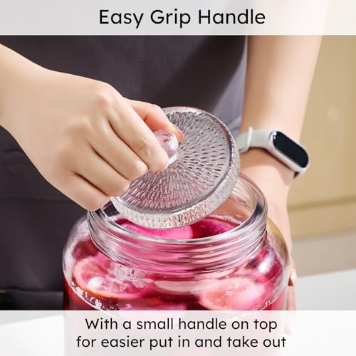 Jillmo Fermentation Weight for 3.8'' Opening Gallon Jars, Large and Heavy Glass Fermenting Weights for Making Sauerkraut, Kimchi, Carrots, 3.7inch, Pack of 2 - size: Bamboo - 2 Pack