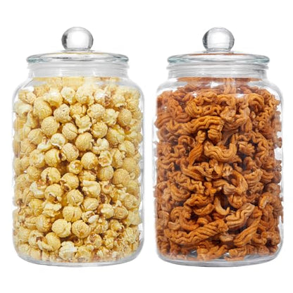 Glass Jars with Airtight Lid Set of 2, Food Jars 68 oz, Pickle Jars, Canning Jars, Glass Containers, Suitable for Kitchen, Pickles, Flour, Grains, Pasta, Sugar, Herbs, Coffee - color: 2 Litre（Set of 2）