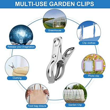 120 Pcs Greenhouse Clips, Garden Clips for Netting, Stainless Steel Greenhouse Clamps, Have a Strong Grip to Hold Down The Shade Cloth or Plant Cover on Garden Hoops or Greenhouse Hoops - style: 2.3inch-120pcs