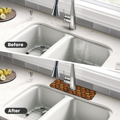 Hamburger Faucet Mat For Kitchen Sink, Absorbent Countertop Protector, Quick Dry Sink Splash Guard Pad, Waterproof Draining Mat 15" X 5.5" - color: Style 10