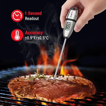 TempPro TempSwift 1 Sec Digital Food Thermometer for Kitchen Cooking | Meat Thermometer Digital, 5.3 inches Super Long Probe, Bread Baking Sourdough Liquids Candy Making Accessories Gift - size: Digital