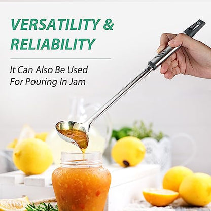 Gravy Ladle, 1 oz Small Ladles for Serving Sauce, Stainless Steel Sauce Ladle with Pouring Spout, 13.4 inch Drizzle Spoon for Gravies and Dressings, Durable Construction, Silver, KLB-ASB-123 - size: 1 oz Gravy Ladle
