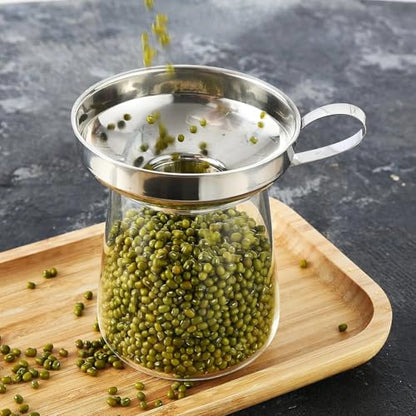 Canning Funnel with Strainer for Wide and Regular Mason Jars - Wide-Mouth Funnels for Kitchen Use - Canning Supplies Kit - Stainless Steel - 3 Pack (Small and Large)