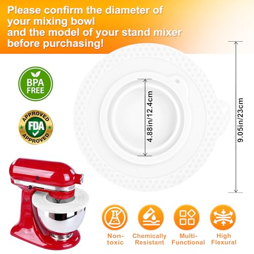 Silicone Mixer Bowl Cover Compatible with KitchenAid 4.5-5 Quart Tilt-Head Stand Mixer, Mixer Bowl Lid to Prevent Spilling of Ingredients - color: Fit for 5qt - White