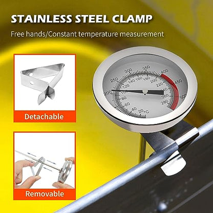 Candy Thermometer with Pot Clip & 8 Inch Probe Length - Best Oil Thermometer for Frying,Candy Thermometer for Candy Making,Tall pots,Candle,Candy Making,Deep Frying (1, 8) - size: 8