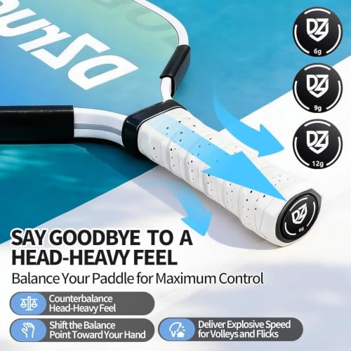 DZrudun Pickleball Paddle Weights,5x3g Snap Weights+End Cap Coins 6/9/12g | Lead-free clip-on pickleball weights for 16mm paddles, 27mm pickleball paddle cap weights for balance control stability