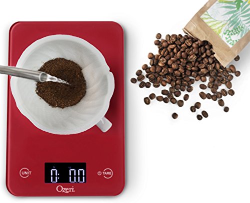 Ozeri Touch Professional Tempered Glass Digital Kitchen Scale, Red Engine - color: Red Engine
