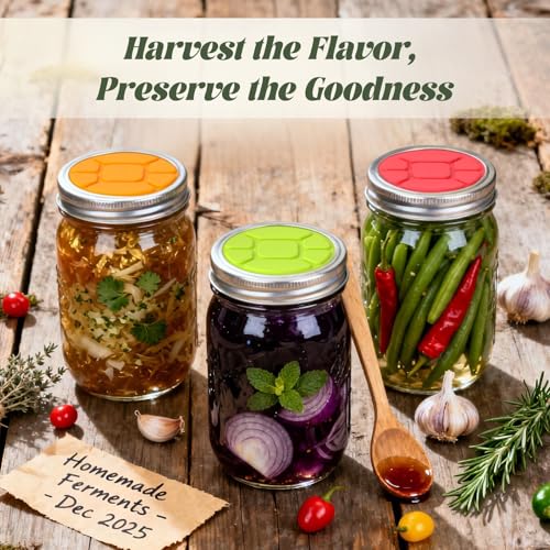 Garden to Jar Fermenting: 3-Pack Wide Mouth Fermentation Lids (86mm) for Ball & Kerr Mason Jars | Self-Burping Airlock Lids for Sauerkraut, Kimchi & Preserving Harvests - style: Wide Mouth/3.38(in)/3P