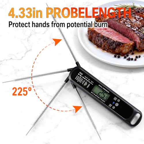 Meat Thermometer Digital with High Precision LED, IP67 Waterproof, Instant Read Food Thermometer for Air Fryer, Oven, BBQ & Kitchen