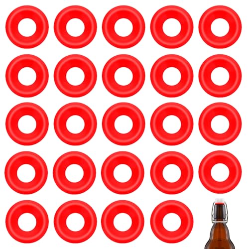 24 PCs Silicone Gaskets Washers Seals for Cap Swing Flip Top Bottle-Red for Home Brew Beer Soda Bottle Sealing (Red half cover) - color: Red half cover