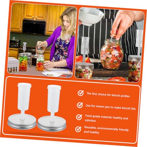 Fermentation Lid Set for 87mm Wide Mouth Mason Jars, Pickles Jar Lid Kit with Airlock Fermenter, Plastic Cover for Home Canning and Fermenting Vegetables Random Color