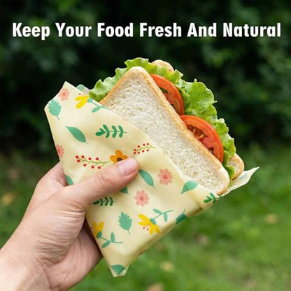 Beeswax Wraps for Food, Flowers 3 Pack (S, M, L) Reusable Food Wraps, Bread Sandwich Wrap, Zero Waste, Organic, Plastic-Free Food Storage Wrap - color: Flowers