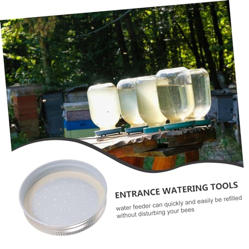 HANABASS 4 Pack Bee Hive Feeder Lid, Honey Bee Feeder Mason Jar Lids, Water Feeding Device for Beehive Entrance