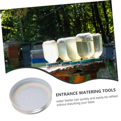 HANABASS 4 Pack Bee Hive Feeder Lid, Honey Bee Feeder Mason Jar Lids, Water Feeding Device for Beehive Entrance