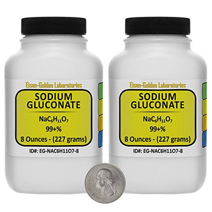 Sodium Gluconate [NaC6H11O7] 99+% USP Grade Powder 1 Lb in Two Space-Saver Bottles