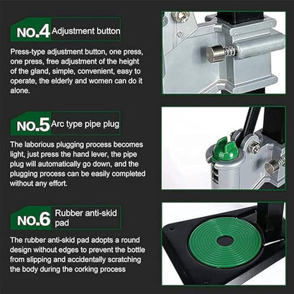 Beer Bottle Capping Machine, Heavy Duty Strong Metal Bench Bottle Capper, 100-500mm Adjustable Height, For 26-29mm Round Bottles Caps