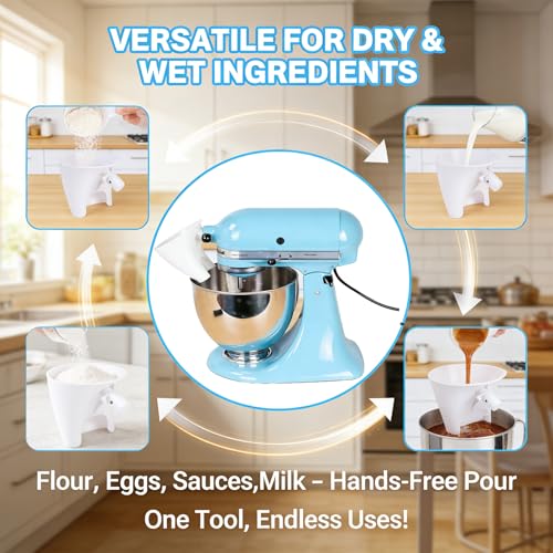 Flour Funnel for Kitchen Aid Mixer, Premium Funnel for Kitchen Aid Mixer with Anti-Splash Pouring Chute, Fits 4.5-5 Qt Tilt-Head & Bowl-Lift Models (KSM150), Durable Dishwasher(White+Red) - color: White+Red