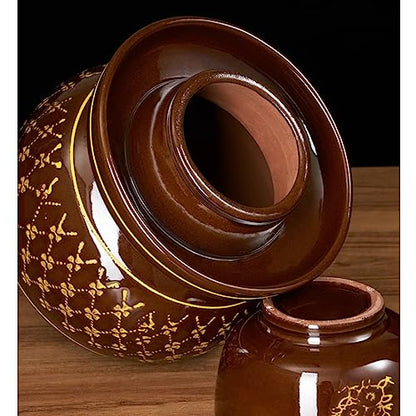 Ceramic Fermentation Crock Jar Kit,Sauerkraut Crock, Traditional Chinese Porcelain Pickle Jar with Water Seal Airlock Lid,Pickle Jar for Fermenting or Pickling Pickl 4Kg - size: 4Kg