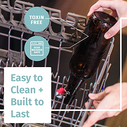 Otis Classic Swing Top Glass Bottles, Amber, Ceramic Cap, Set of 6, 16 oz | Clear Bottle, Includes Marker & Labels, For Juice, Water, Kombucha, Wine, Beer Brewing, Kefir Milk, Eggnog - color: Amber - Ceramic caps