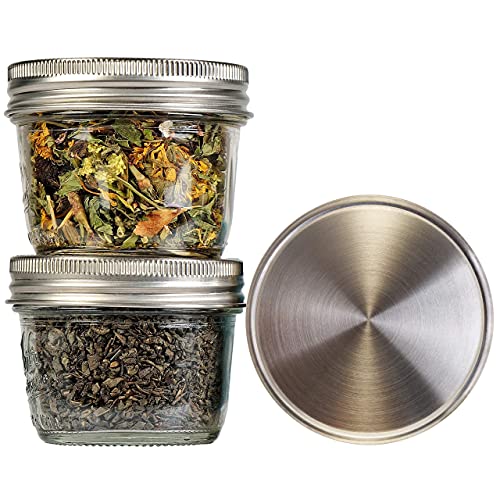316 Surgical Stainless Steel Mason Jar Lids WIDE Mouth - Rust-proof, Airtight, Leak-proof, BPA-Free, PVC-free, Vegan, Reusable - Not for Canning - size: 12 Wide Mouth Lids- 3 3⁄8" outer Ǿ
