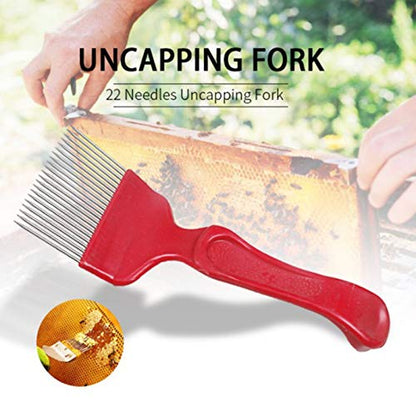 2pcs Honey Uncapping Fork, 21 Teeth Stainless Steel Bee Hive Fork Shovel with Plastic Handle Uncapping Scraper Beekeepers Supplies