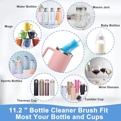 XANGNIER 5 Pcs Water Bottle Cleaner Brush Set for Owala 24oz/32oz/40oz Cup,Multifunctional Bottle Brush and Long Straw Cleaner Brush,Cleaning Kit for Owala/Stanley/Yeti Tumbler Cup Accessories - size: 5 pack