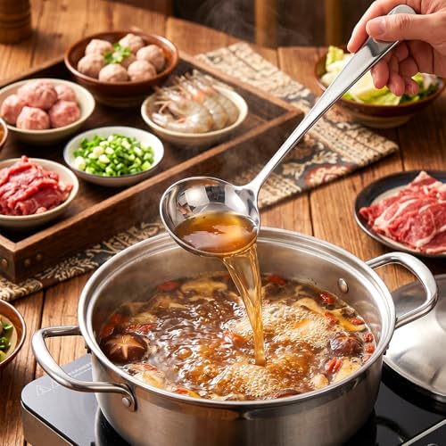 6 Pack Small Stainless Steel Ladle, Gravy Ladle Spoon, Stainless Steel Ladles for Soup, 7.9 Inch Premium Steel Sauce Ladles for Gravy, Soup, Sauce, Silver