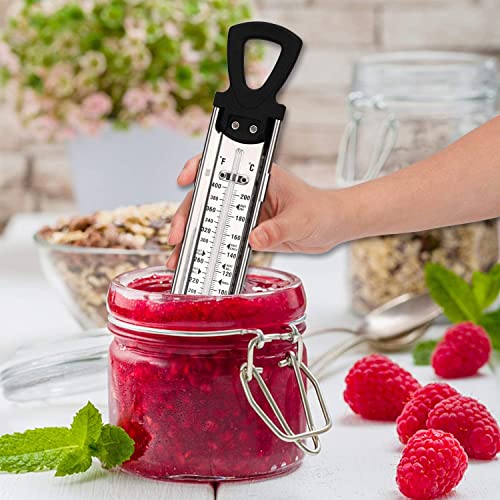 Pro Candy Thermometer & Deep Fry Thermometer, Stainless Steel with Pot Clip, Dual Scale C/F (100-400F), Hands-Free, Easy to Read for Candy, Jam, Oil, Sugar Cooking