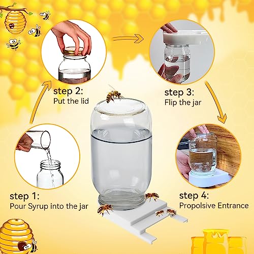 AOIT 6 Pack Front Bee Feeders for Hives Beehive, Entrance Feeder with Perforated Lids Fits Standard Mason Glass Jars Plastic Beehive Water Syrup Feeder Beekeeping Equipment