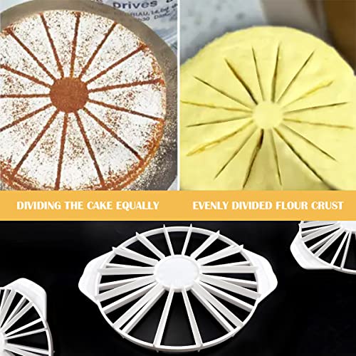 Cake Portion Cutter, Cake Divider Cheesecake Slicer for Even Slices Double-Sided 14 or 16 Slices, White