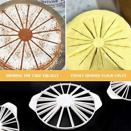 Cake Portion Cutter, Cake Divider Cheesecake Slicer for Even Slices Double-Sided 14 or 16 Slices, White