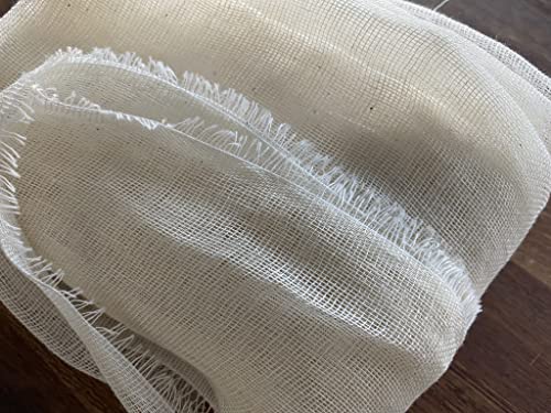 Mull Muslin 100% Cotton Fabric Voile Curtains Fine Unbleached Cheesecloth Linen Look Wedding Table Runner - 140cm Wide - Ecru Cream (Per 10 Metres)