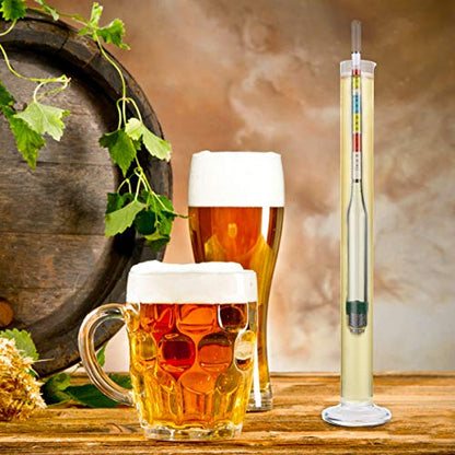Circrane Hydrometer & Glass Test Jar Set, Triple Scale Alcohol Hydrometer with Glass Cylinder for Brew Beer, Wine, Mead and Kombucha, ABV, Brix and Gravity Test Kit, Home Brewing Supplies - style: Brewing Kit