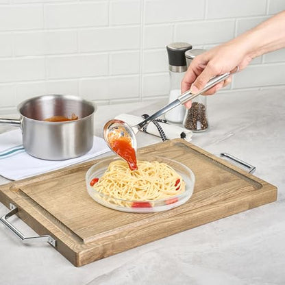 Restaurantware Stainless Steel Soup Ladle with Pour Spout - German Standard Gravy Ladle, Dishwasher Safe, Heat Resistant - Easy Pour Spout Ladle for Serving Soup, Sauce, Gravy - style: Pour Spout Ladle