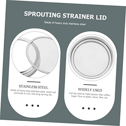 4pcs Stainless Steel Sprouting Lids for 70/86mm Mason Jars Sturdy Mesh Strainers for Bean Sprout Kit Easy to Use for Home Germination and Fermentation