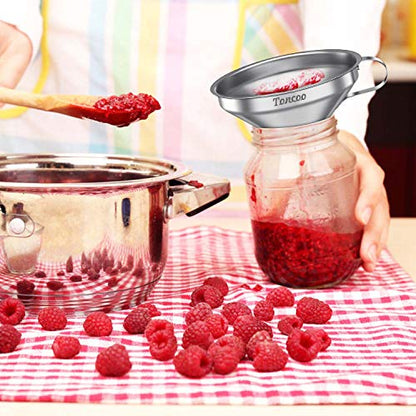 Toncoo 5-Inch Premium Stainless Steel Funnel with 200 Mesh Food Strainer, Kitchen Funnel for Bottles