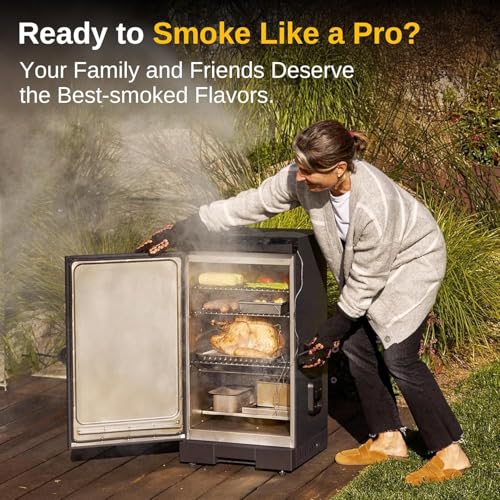 EAST OAK 30" Electric Smoker for Outdoors | Up to 6× Longer Smokes on a Single Load | Side Chip Loader for Uninterrupted Smoking | Bigger Batches with 725 sq in Cooking Area - color: Black – Standard