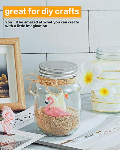 Rainforce 16 oz Mason Jars With Lids Regular Mouth 15 Pack-16oz Glass Jars with Silver Lids,Bulk Pint Clear Glass Jars For Meal Prep, Food Storage With 20 Labels - color: Silver