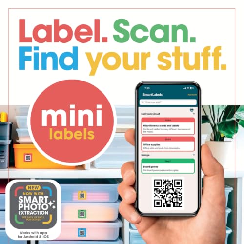 SmartLabels Small QR Code Stickers | Mini 1.5-Inch Labels with AI Photo Analysis App | Auto-Create Item Descriptions | No Typing | US-Made | Storage, Inventory Tracking, Organization & Moving, 48-Pack - style: Mini