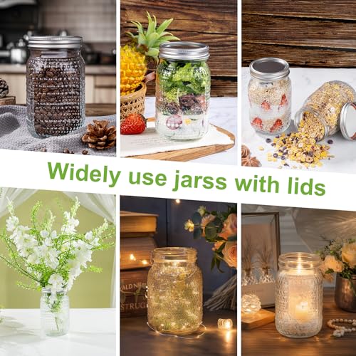 LUODA 32 OZ Wide Mouth Mason Jars, 6 PACK Glass Mason Jars with airtight Lids, Quart mason jars wide mouth for Preserving, Meal Prep, Overnight Oats, Sauces,Honey, Jam, Yogurt or Jar Decor
