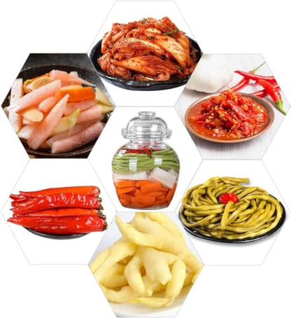 Fermentation Jar, 1.5 Liter Pickle Kimchi Jar with Water Seal Lid | Food Grade, Clear Glass, for Making Pickles Kimchi Sauerkraut and Fermenting Vegetables Fruits, Kombucha, Wine Brewing - size: 1.5 l Wide Mouth
