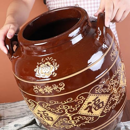 Fermentation Crock With Lid Traditional Chinese Porcelain Sauerkraut Fermentation Jar Ceramic Crock Pickling Pot(50L) - size: 50L