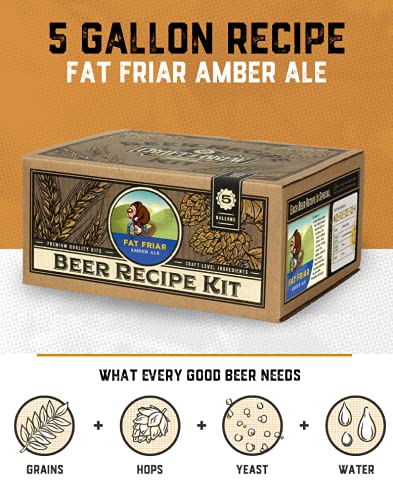Craft a Brew - Beer Recipe Kit - Fat Friar Amber Ale - Home Brewing Ingredient Refill - Beer Making Supplies - Includes Hops, Yeast, Malts, Extracts - 5 Gallons - color: Fat Friar Amber Ale