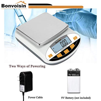 Bonvoisin Lab Scale 1000g x 0.01g Digital Precision Analytical Balance 10mg High Precision Electronic Balance Jewelry Scale Kitchen Scale Scientific Scale Laboratory Scale Balance (1000g x 0.01g) - size: 1000g,0.01g
